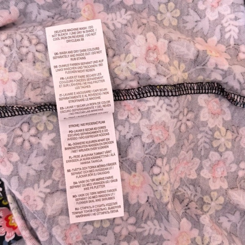 BODEN Floral Shift Dress Black Opulent Leaf Tie Waist Smocked 16 18 Tall Long - Picture 15 of 16